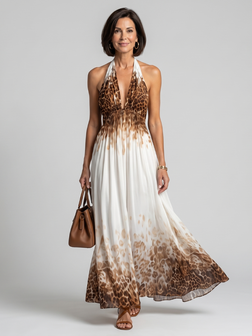 Orlune |  Pleated White Midi Dress