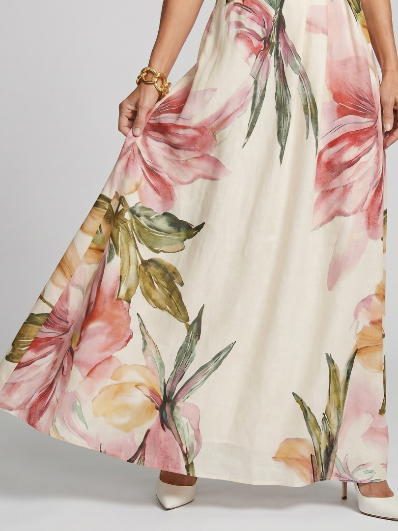 Georgine | Halter Neck Floral Print Sleeveless Maxi Dress