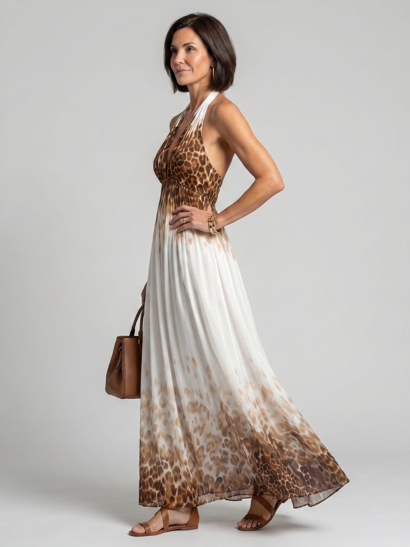 Orlune |  Pleated White Midi Dress
