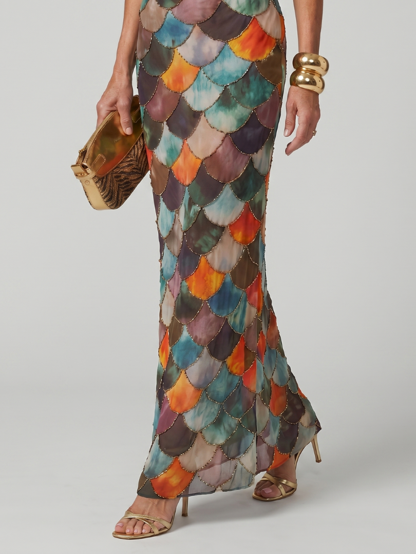 Jessa | Scallop Pattern Sleeveless Maxi Dress