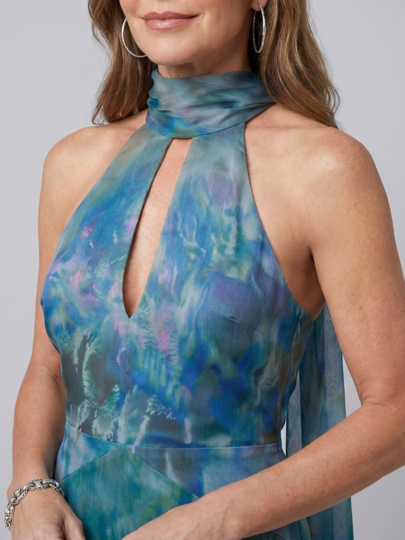 Isolde | High Neck Keyhole Sleeveless Maxi Dress