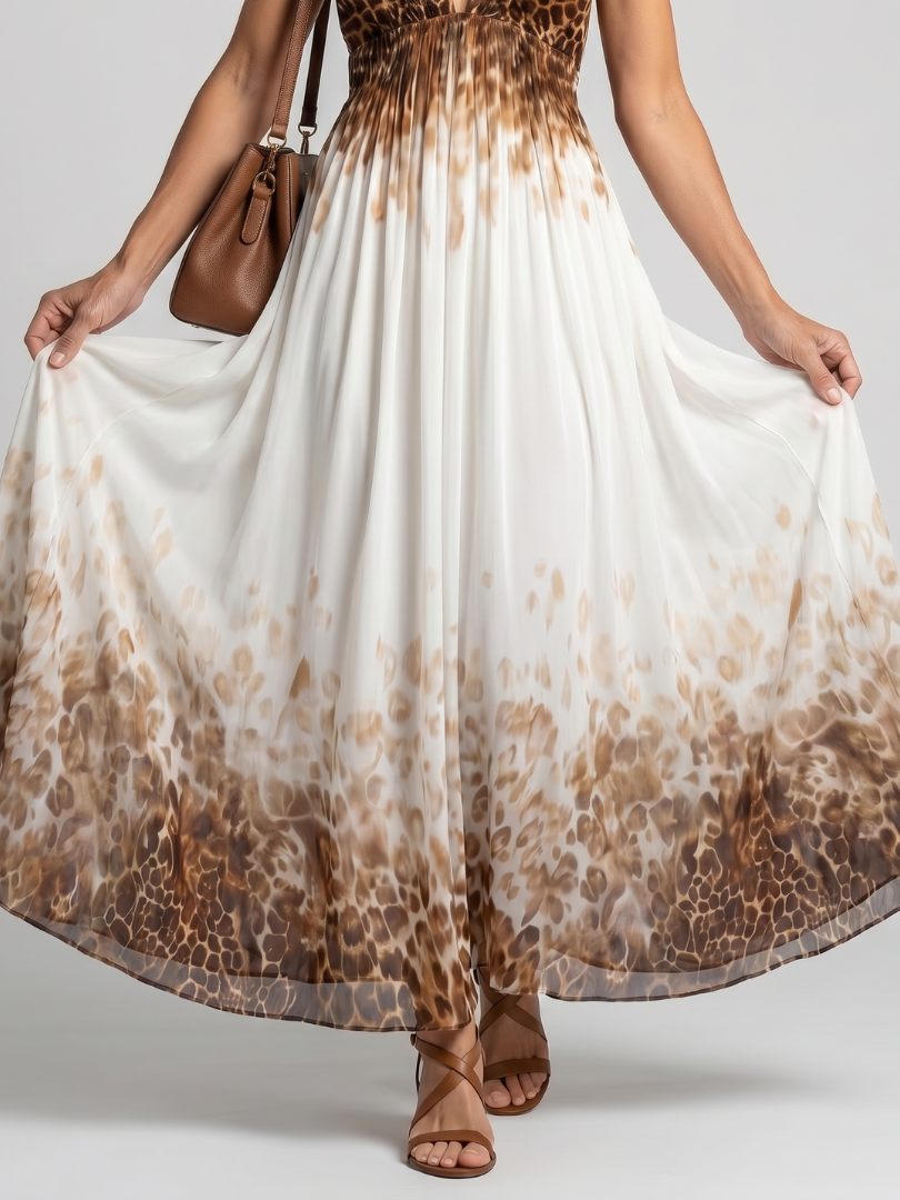 Orlune |  Pleated White Midi Dress