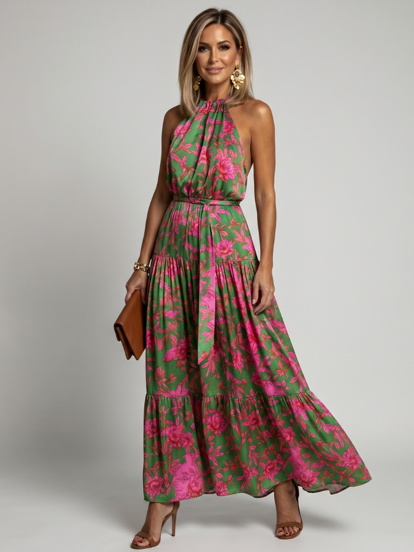 Calista | Gathered Floral Midi Dress
