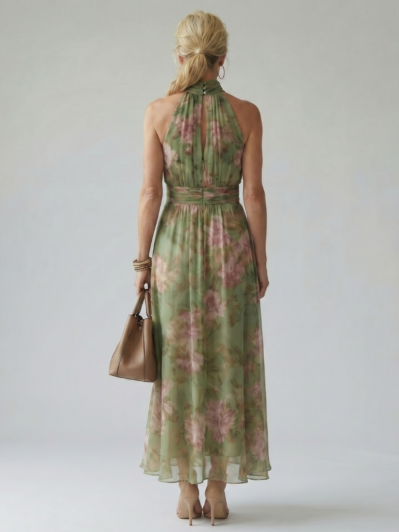 Mirelle | Gathered Halter Midi Dress