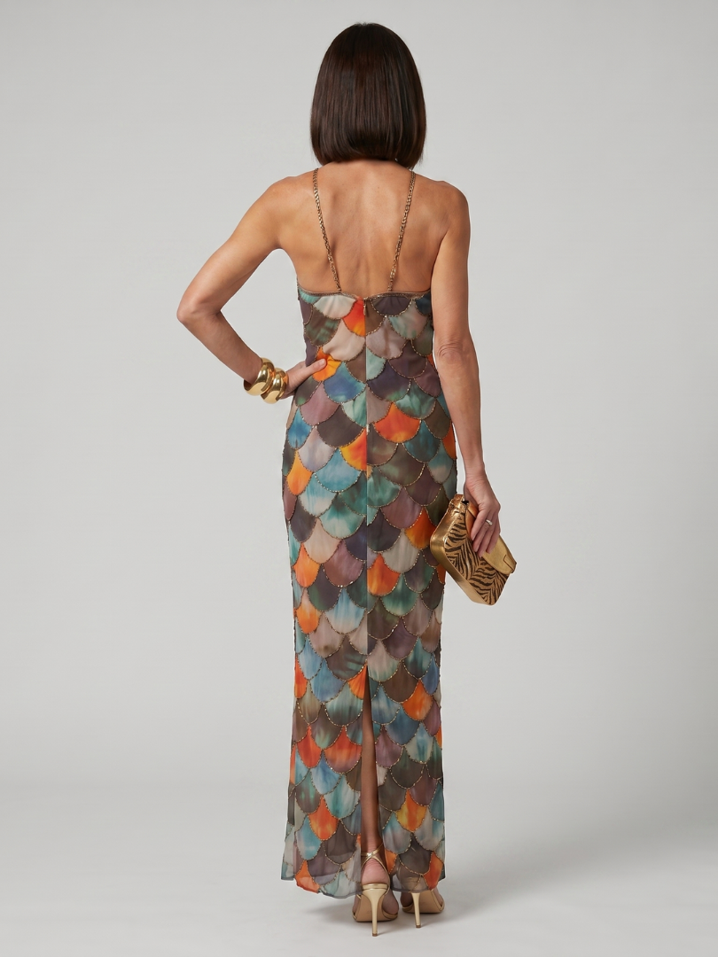 Jessa | Scallop Pattern Sleeveless Maxi Dress
