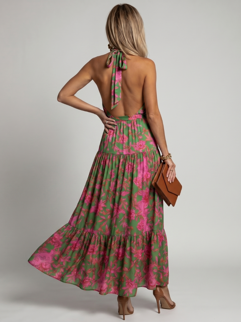 Calista | Gathered Floral Midi Dress