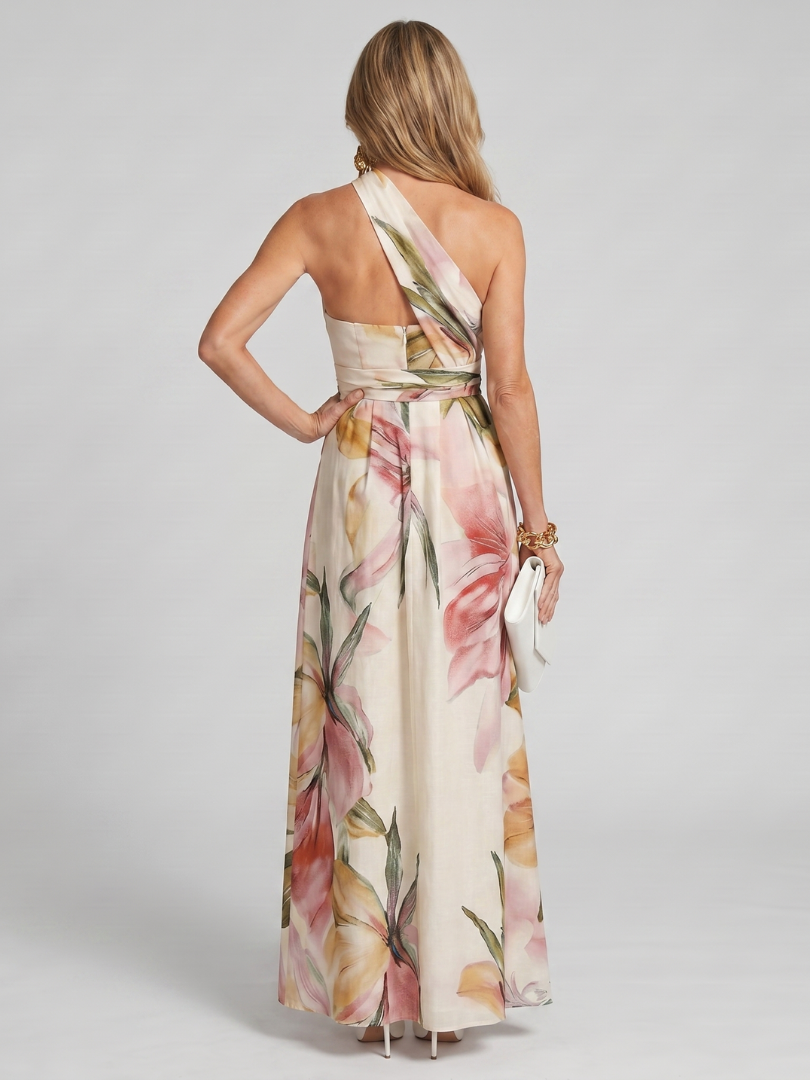 Georgine | Halter Neck Floral Print Sleeveless Maxi Dress